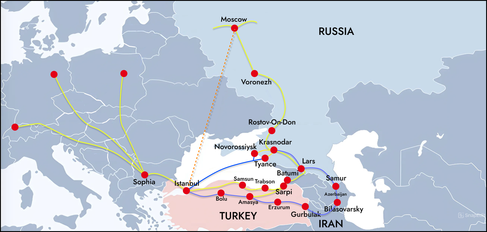 Uluslararası taşımacılık haritası